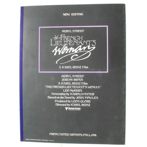 Vtg 1981 Meryl Streep The French Lieutenants Promo Movie Press Brochure Program - Picture 3 of 3